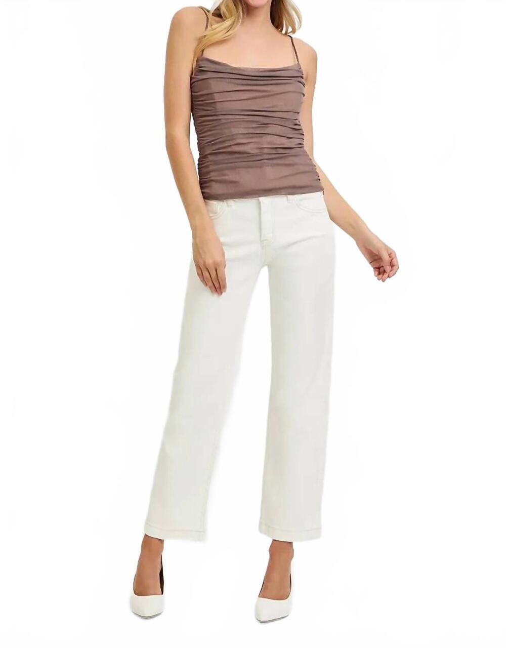 NEW RISEN tummy control mid rise ankle straight pants in cream